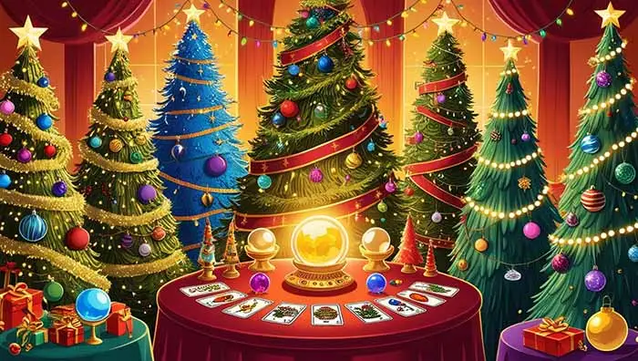 Magiczne drzewa i rośliny zielone Boże Narodzenie